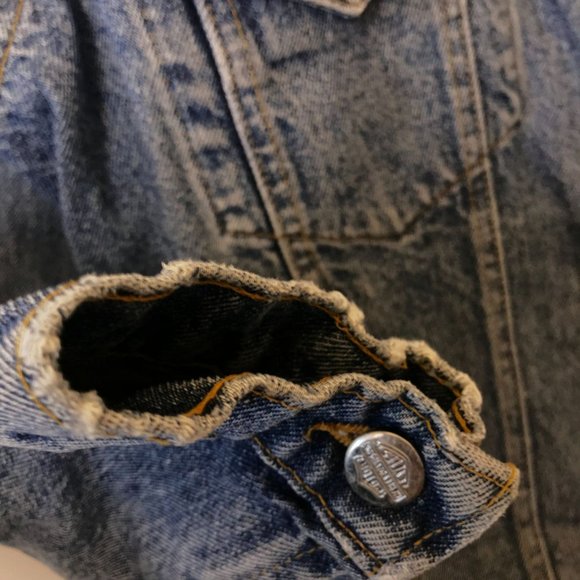 Vintage Harley Davidson Eagle Denim Jacket Motorcycles Adult Blue Medium Biker - Picture 10 of 16